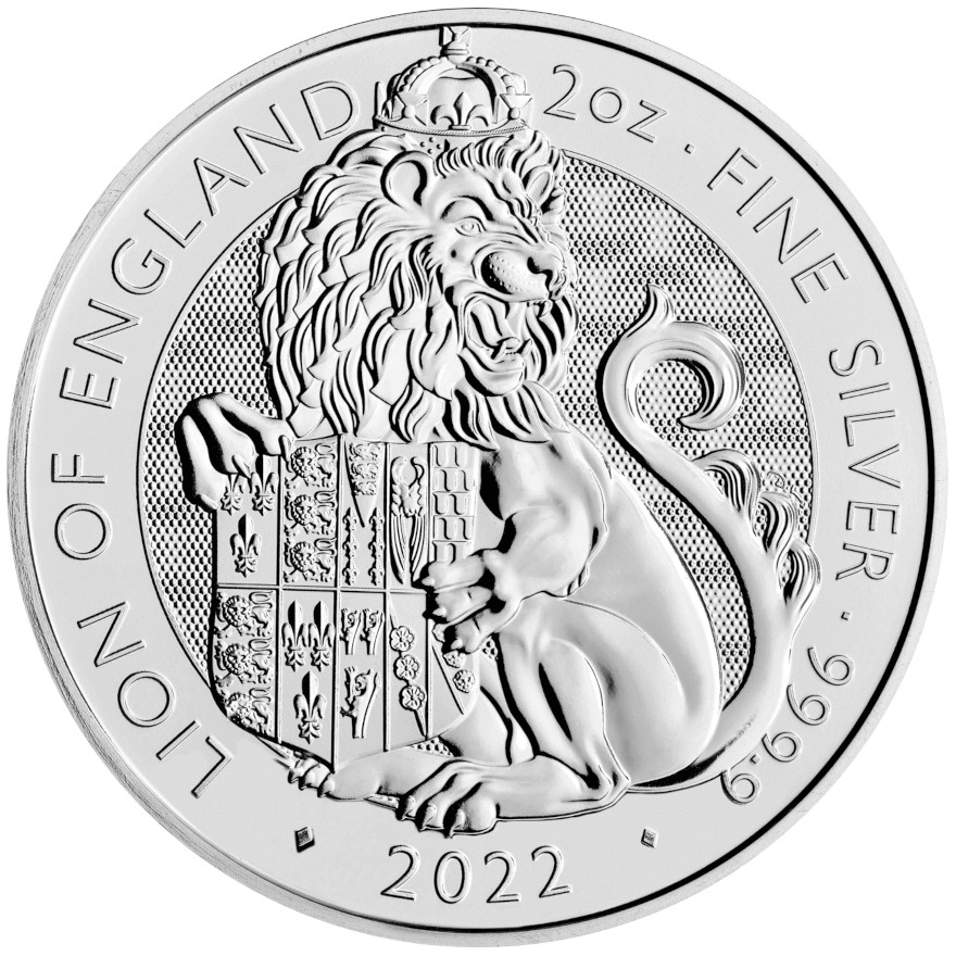 Tudor Beasts Lion of England Coin 2oz Silver Coin 2022 margin scheme