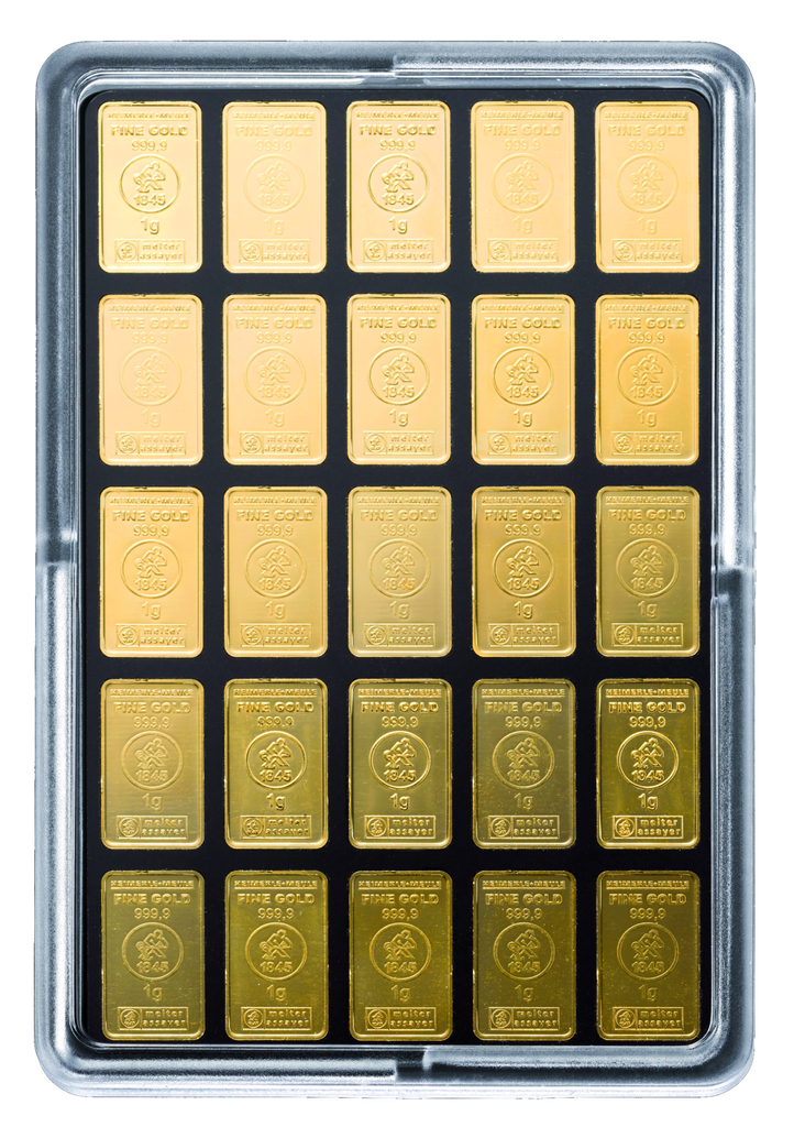 100 x 1g Gold CombiBar Heraeus with Certificate