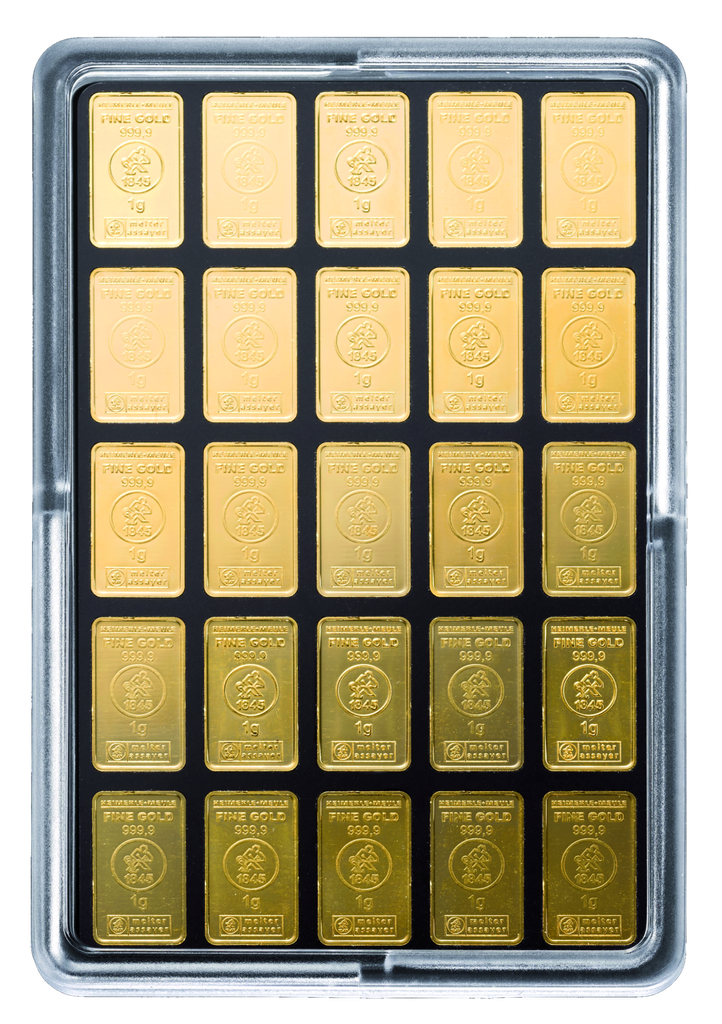25 x 1g Gold Bar | Heimerle + Meule Unity Bar