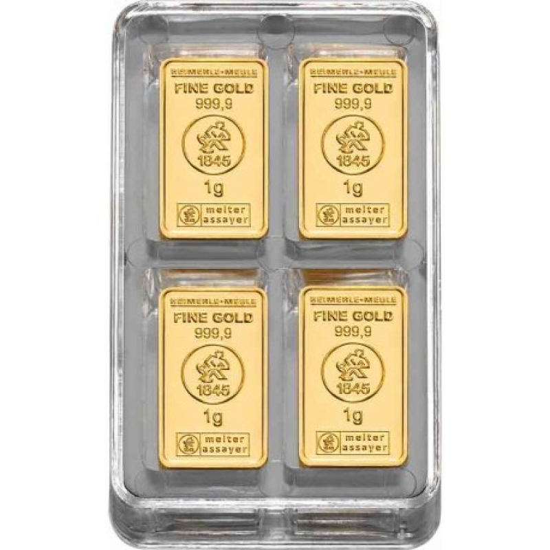 100 x 1g Gold Bar Heimerle + Meule Unity Bar