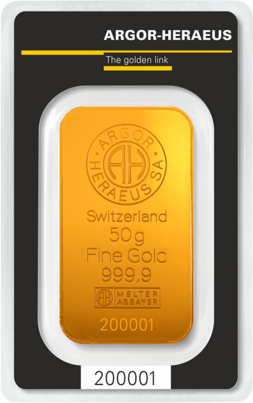 50g Gold Bar Argor-Heraeus