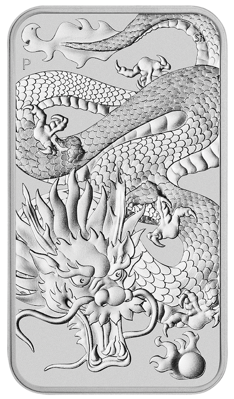 Dragon 1oz Silver Coin 2022 rectangular (margin scheme)