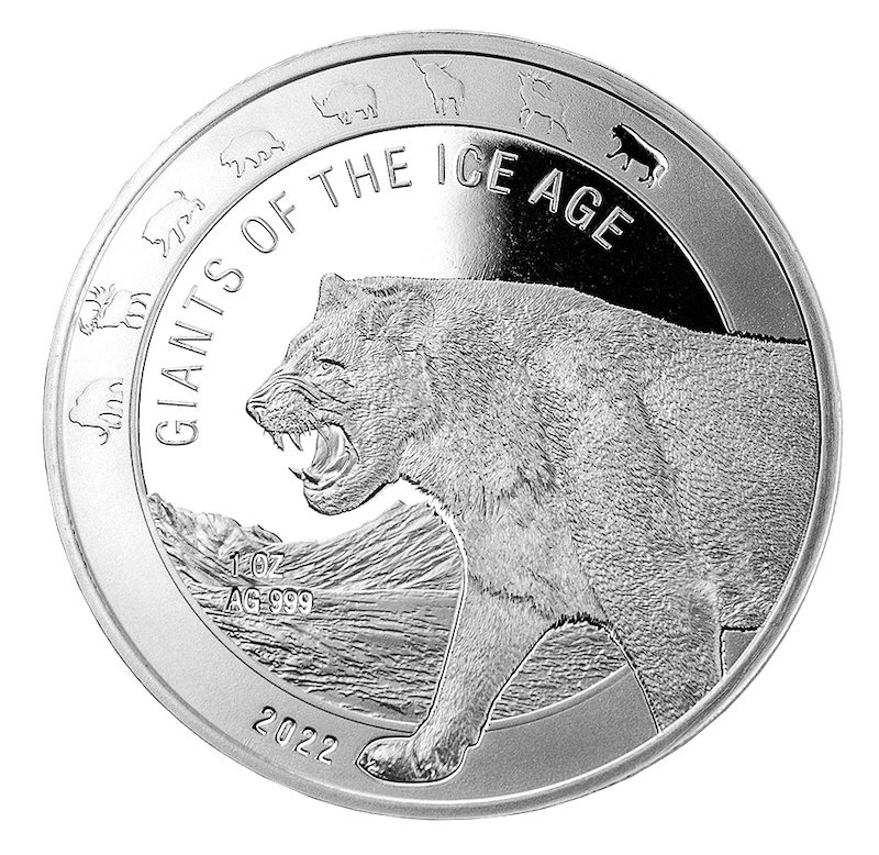Ice Age Giants - Cave Lion 1 Unze Silver Coin 2022 | margin scheme