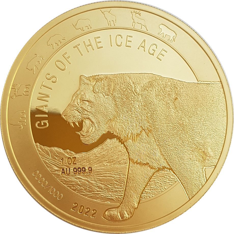 Ice Age Giants - Cave Lion 1oz Gold Coin 2022