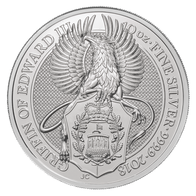 Queen's Beasts Griffin 10oz Silver Coin 2018 margin scheme