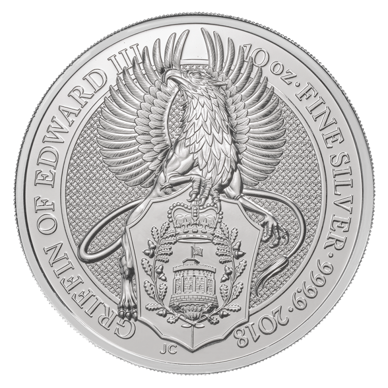 Queen's Beasts Griffin of Edward III 10oz Silver Coin 2018 | margin scheme
