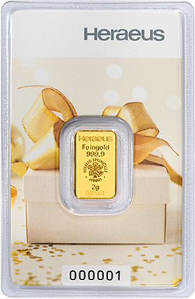 2g Gold Bar | Heraeus Gift Bar