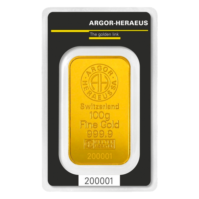 100 Gram Gold Bar Argor-Heraeus