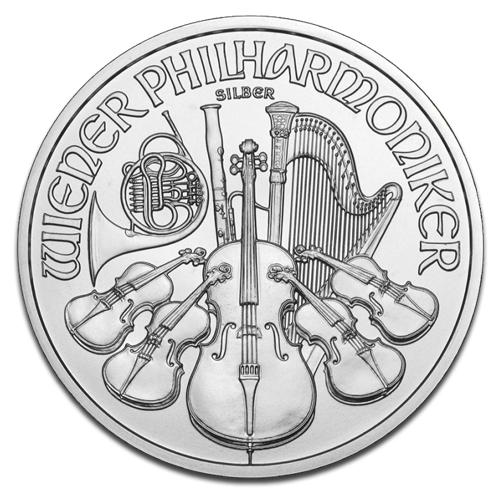 Vienna Philharmonic 1oz Silver Coin different Years margin scheme