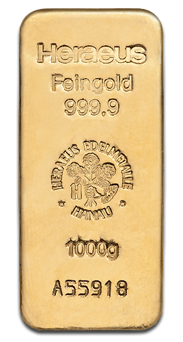 1000g Gold Bar Heraeus with Certificate