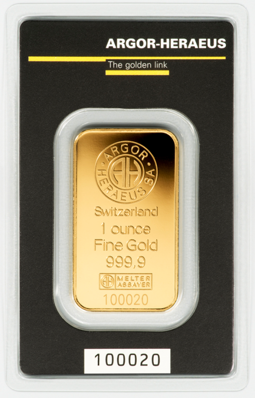 1oz Gold Bar Argor-Heraeus