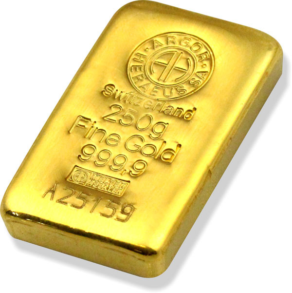 250g Gold Bar | Argor-Heraeus - cast