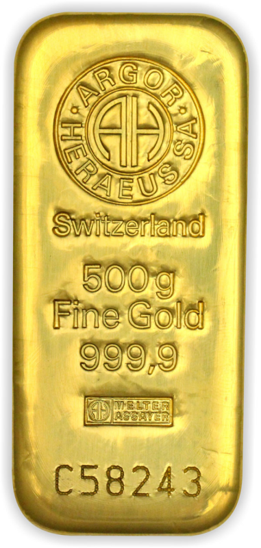 500g Gold Bar | Argor-Heraeus - cast