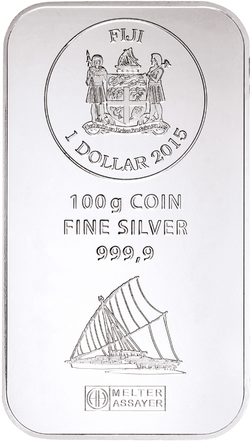 100 Gram Silver Coinbar Fiji margin scheme