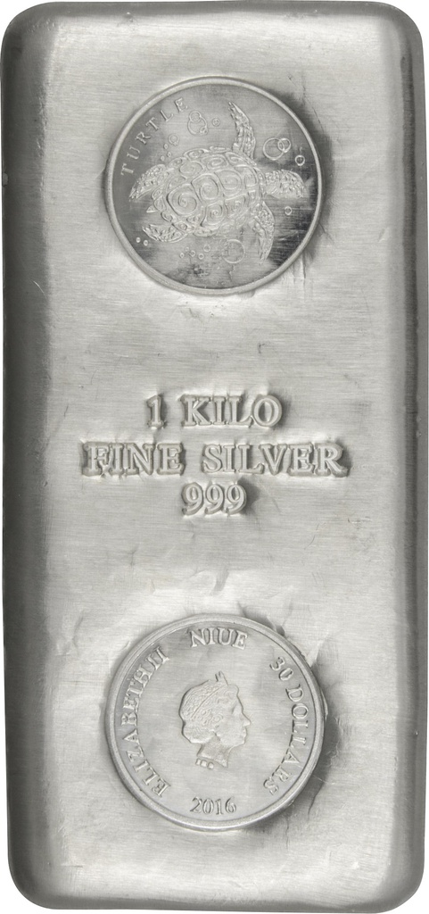 1 kilo Silver Coin Bar Niue Turtle - margin scheme
