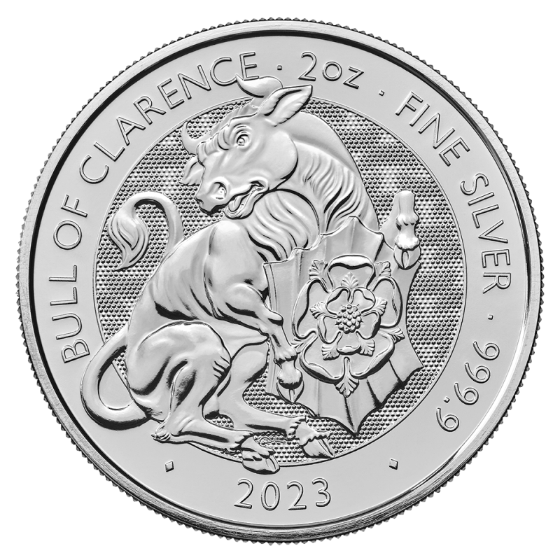 Tudor Beasts The Bull of Clarence 2oz Silver Coin 2023 | margin scheme