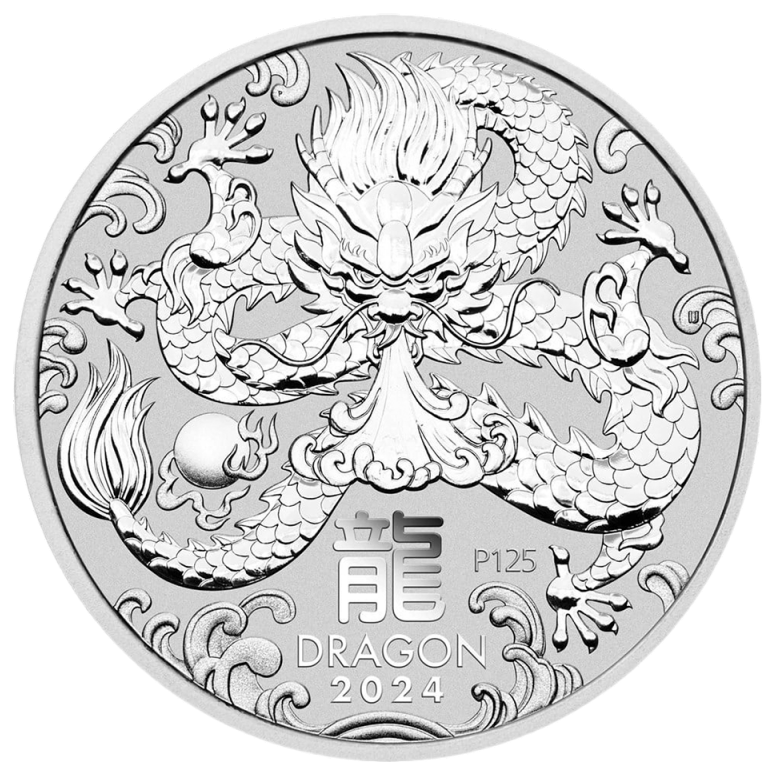 Lunar III Dragon 1 oz Silver Coin 2024 margin scheme
