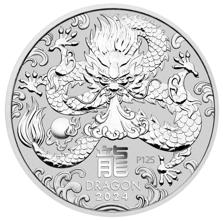 Lunar III Dragon 2 oz Silver Coin 2024 margin scheme