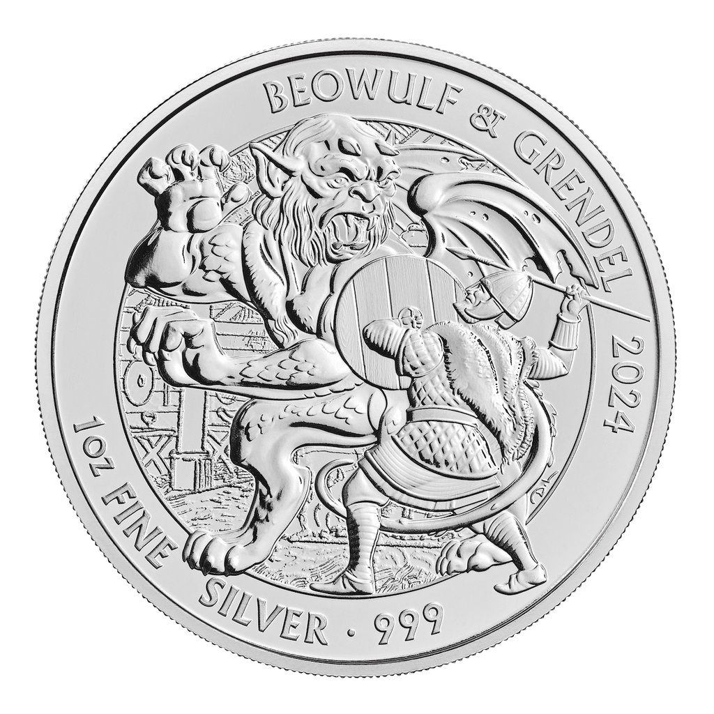 Myths and Legends "Beowulf and Grendel" 1oz Silver Coin 2024 | margin scheme