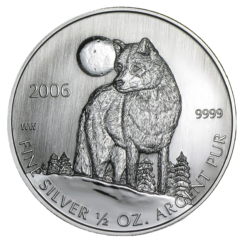 Canadian Timber Wolf Wildlife Series 1/2oz Silver Coin 2006 margin scheme