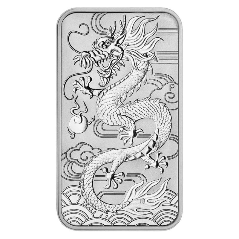 Dragon rectangular 1oz Silver Coin 2018 margin scheme