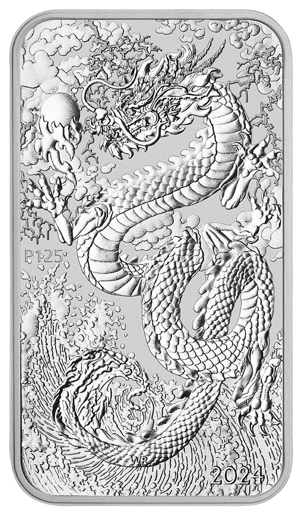 Dragon rectangular 1oz Silver Coin 2024 margin scheme