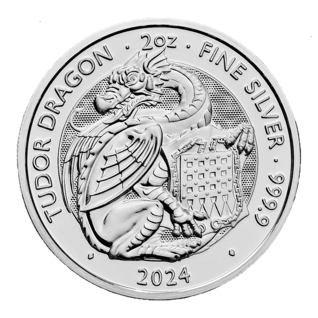 Tudor Beasts Tudor Dragon 2oz Silver Coin 2024 | margin scheme