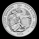 Tudor Beasts Tudor Dragon  2oz Silver Coin 2024 margin scheme