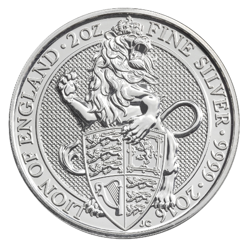 Queen's Beasts Lion of England 2oz Silver coin 2016 margin scheme