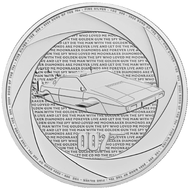 James Bond Six Decades of 007 - Bond of the 70s "Wet Nellie"- 1oz Silver Coin 2024 margin scheme