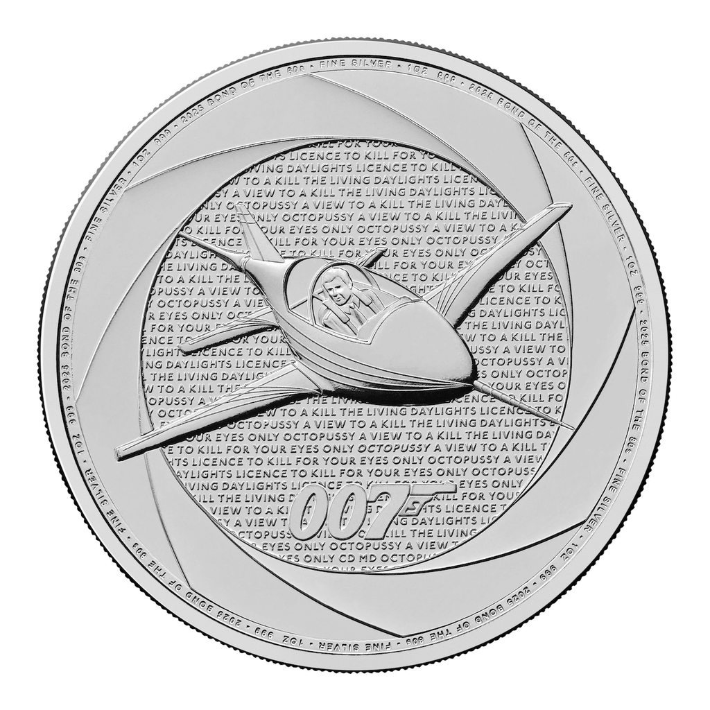 James Bond Six Decades of 007 - Bond of the 80s "Acrostar"- 1oz Silver Coin 2025 margin scheme