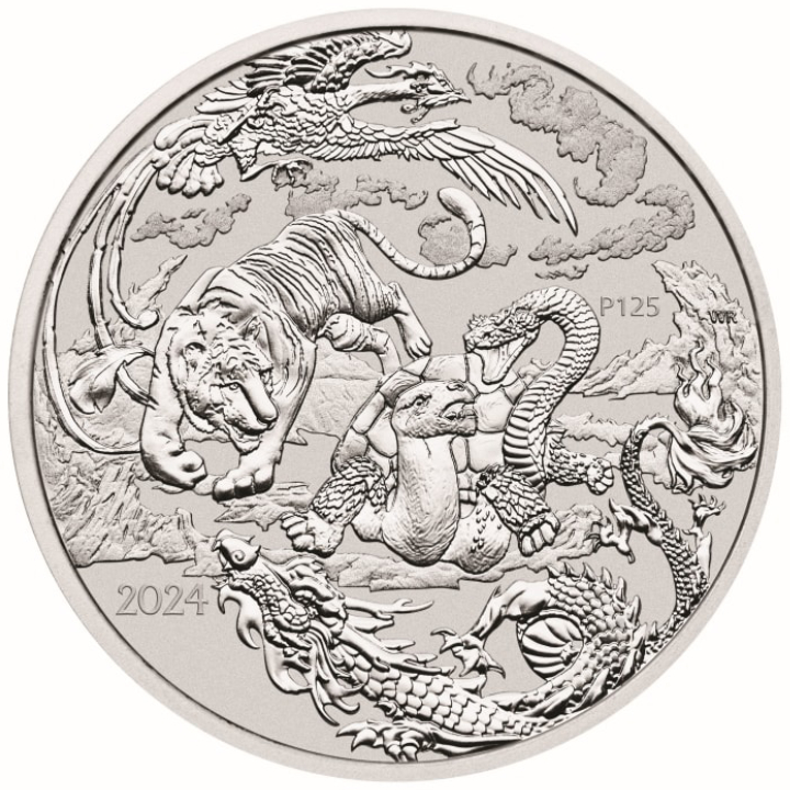 Australian "Chinese Myths & Legends" Four Guardians 1oz Silver Coin 2024 margin scheme