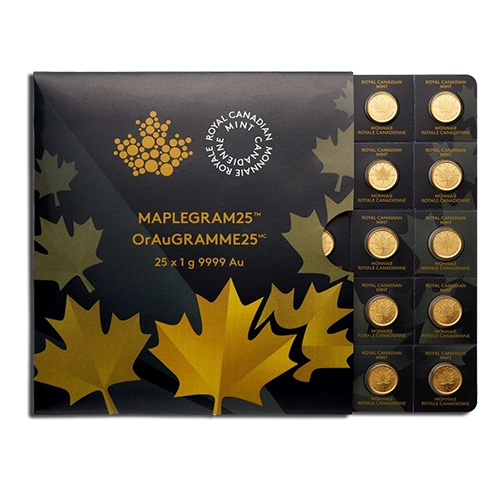 Maple Gram 25, 50 Cents, 25x1g Gold