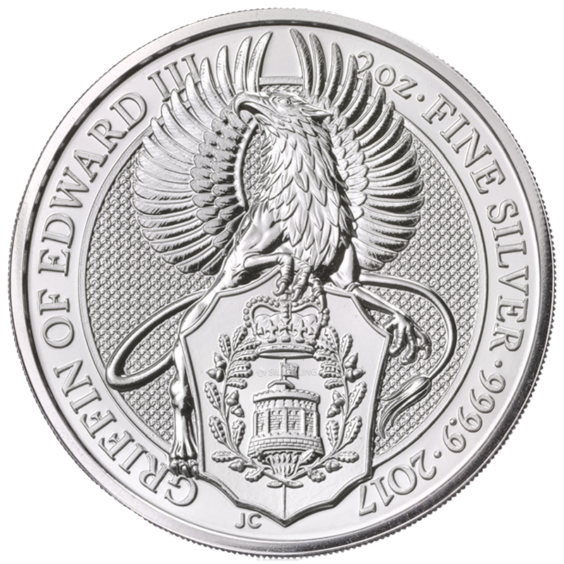 Queen's Beasts Griffin of Edward III 2oz Silver Coin 2017 | margin scheme