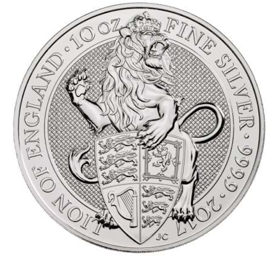 Queen's Beasts Lion of England 10oz Silver Coin 2017 | margin scheme