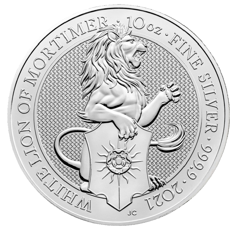 Queen's Beasts White Lion of Mortimer 10oz Silver Coin 2021 | margin scheme