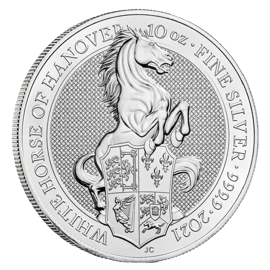 Queen's Beasts White Horse of Hanover 10oz Silver Coin 2021 margin scheme