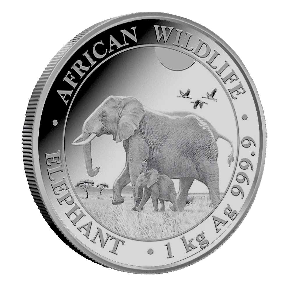 Somalia Elephant 1kg Silver Coin 2022 margin scheme