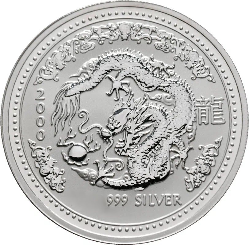 Lunar I Dragon 1/2oz Silver Coin 2000 margin scheme