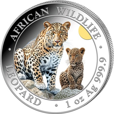 Somalia African Wildlife Leopard 1oz Silver Coin 2024 - coloured | margin scheme
