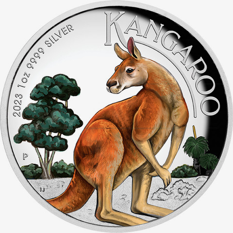 Australian Kangaroo 1oz Silver Coin 2023 colored - Proof | High Relief