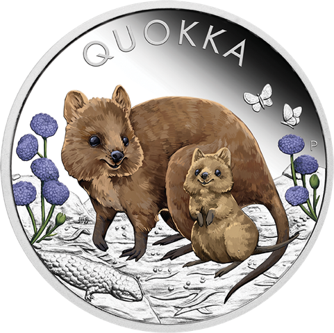 Australia Quokka 1oz Silver Coin 2022 coloured - Proof | margin scheme