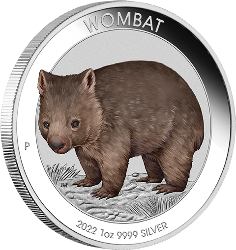 Australia Wombat 1oz silver coin 2022 coloured - coincard margin scheme