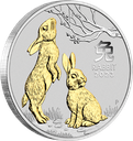 Australiea Lunar III Rabbit 2023 1oz silver coin gilded