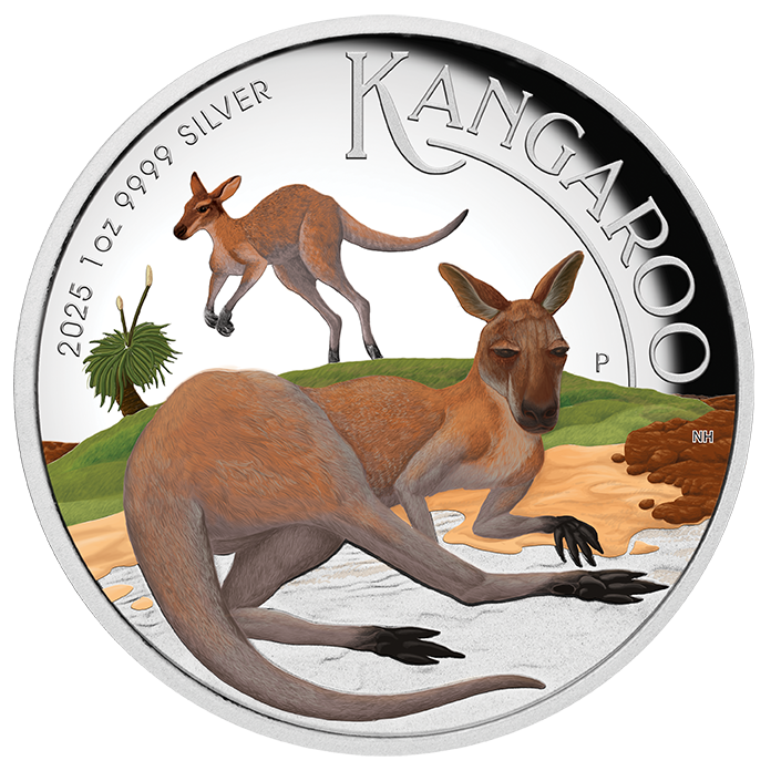 Australian Kangaroo 1oz Silver Coin 2025 colored - Proof / High Relief