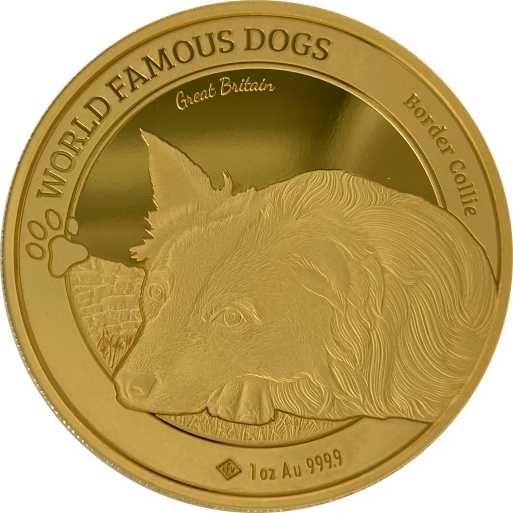 World Famous Dogs Border Collie 1oz Gold Coin 2025