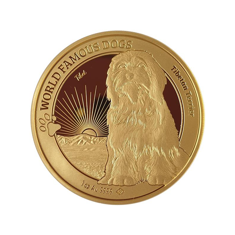 World Famous Dogs Tibetan Terrier 1oz Gold Coin 2024