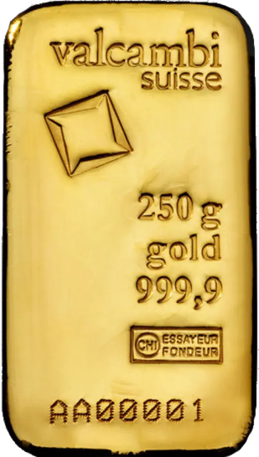 250g Gold Bar | Valcambi - cast