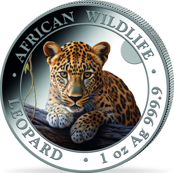 Somalia African Wildlife Leopard 1oz Silver Coin 2025 | colored