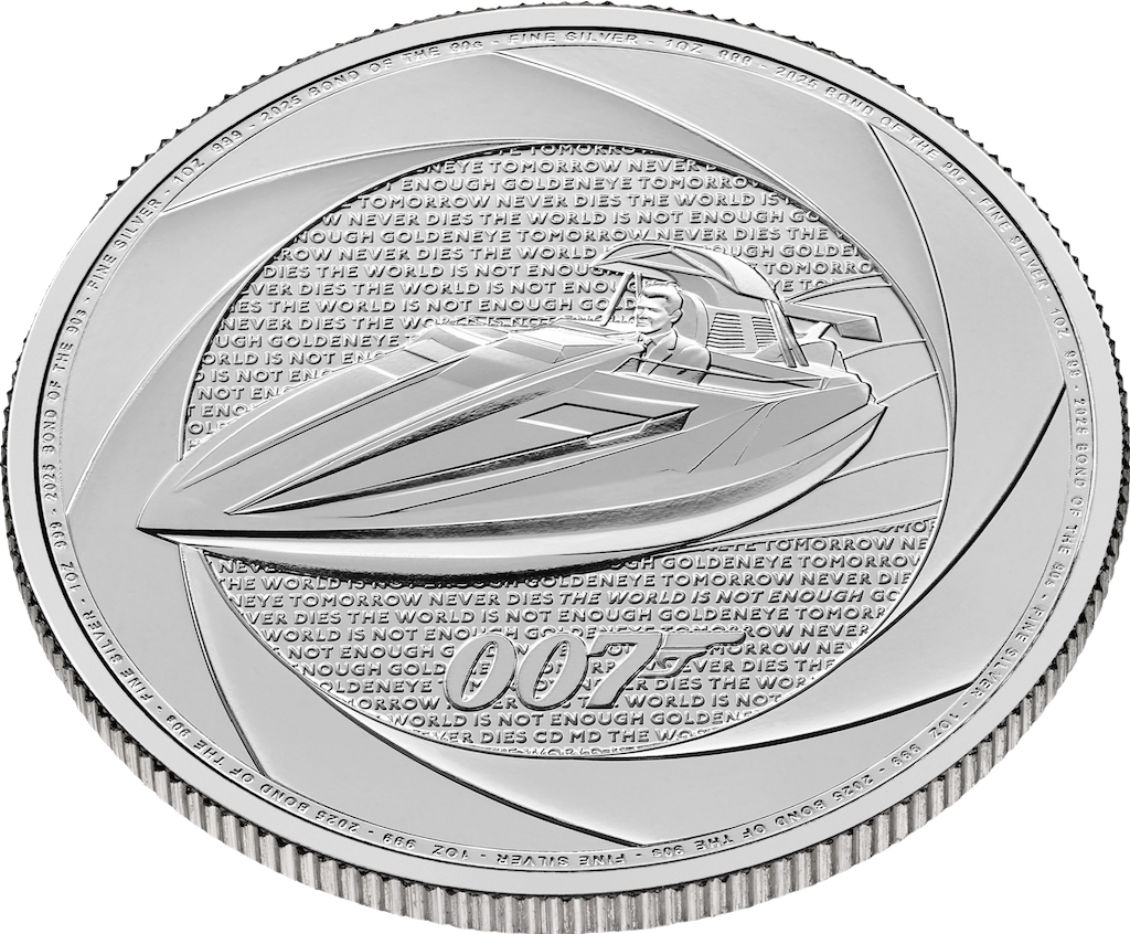 James Bond Six Decades of  007 - Bond of the 90s "Q-Branch Speedboat"- 1oz Silver Coin 2025